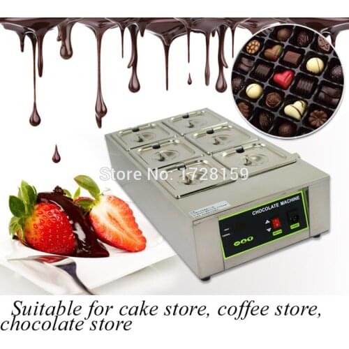 High quality comerical 6 lattice Chocolate melting pot, melting chocolate machine,machine to melt chocolate