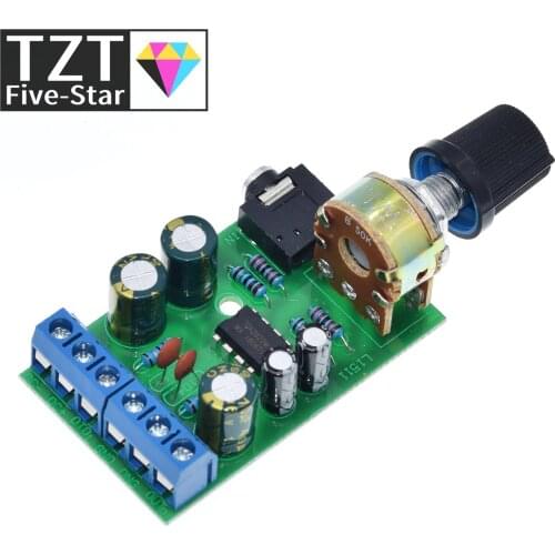 TZT Mini DC 3.7~12V 5V TDA2822M 2.0-CH Stereo Audio Power Amplifier Board 3.5mm AUX