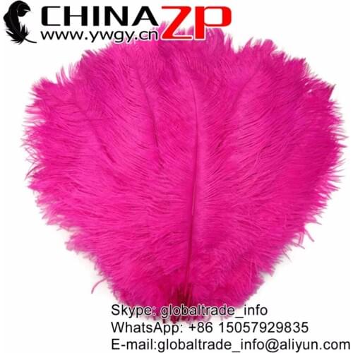 CHINAZP Factory 40~45cm(16~18inch) Length Wholesale Price for 50pcs/lot Dyed Fuchsia Ostrich Feathers
