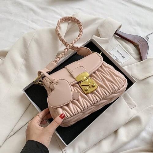 Sweet Lady Woven Shoulder strap Armpit bag 2020 New Quality PU Leather Womens Designer Handbag Pleated Shoulder Messenger Bag