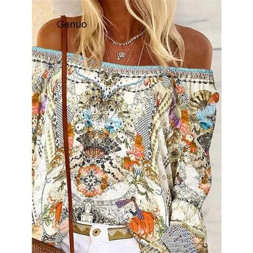 Women Vintage V Neck Long Party Chiffon Shirt 2020 Autumn Long Sleeve Floral Print Shirts Elegant Patchwork Loose Lady Top