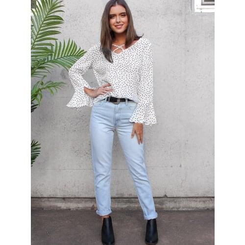 Fashion women blouses 2019 spring autumn Polka Dot long sleeved shirts female causal chiffon long sleeve tops HC023