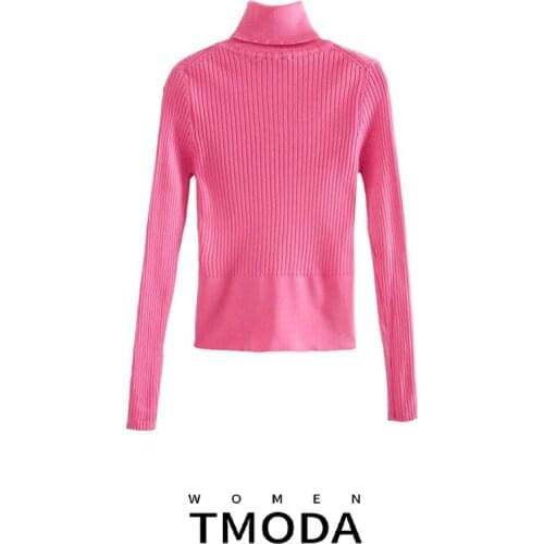 TMODA1300 Women Sweater Za Fashion 2021 Knited Casual Turtleneck Spring Sweaters Female Long Sleeve Elegant Mujer Pullover Tops