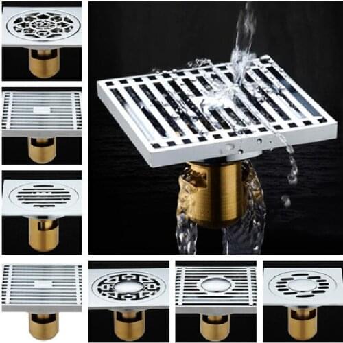 10*10cm Brass Prevention Odor Thickening Floor Drain Shower Kitchen Washing Machine Deep Water Floor Drain
