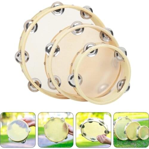 3Pcs 6inch/8inch/10inch Jingles Tambourines Percussion Instrument Handheld Tambourines Gifts Musical Educational Instrument