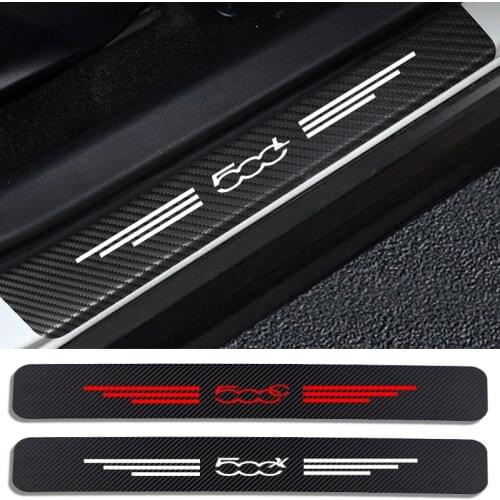 4pcs Car Styling Carbon Fiber Car Door Sill Protector Sticker Decal For fiat abarth 500 500L 500C 500S 500X 500e car Accessories