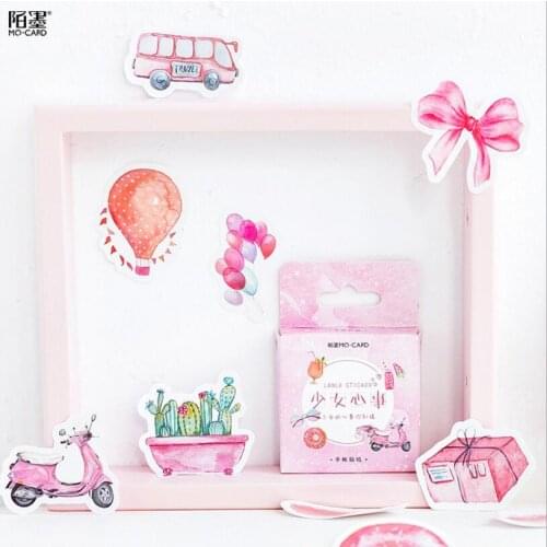 46 Pcs/box cute girl pink mini Diary Sticker Kawaii Planner Scrapbooking Sticky Stationery Escolar School Supplies