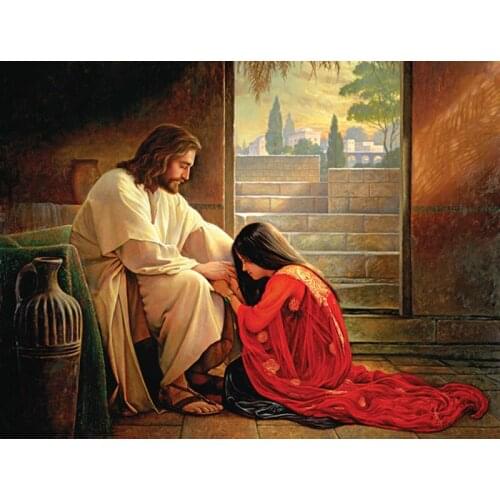 5D DIY Diamond Painting Forgiven Jesus Embroidery Full round Diamond Cross Stitch Rhinestone Mosaic Painting wedding Decor