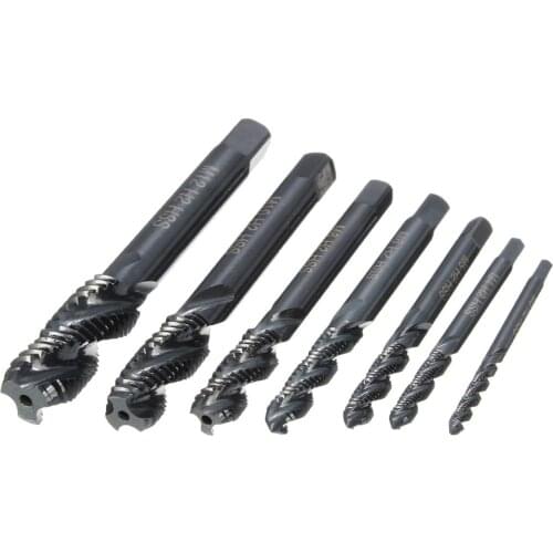 7pcs M3-M12 HSS Nitriding Coated Screw Tap Metric Right Hand Spiral Screw Thread Tap