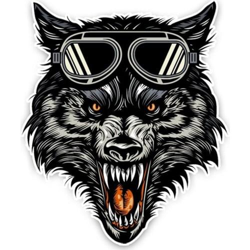 Car Sticker Fashion Goggles Wolf Head Decal Motorcycle Cool Decal Car Decoration Sticker Pvc Waterproof Sticker, 15cm*13cm