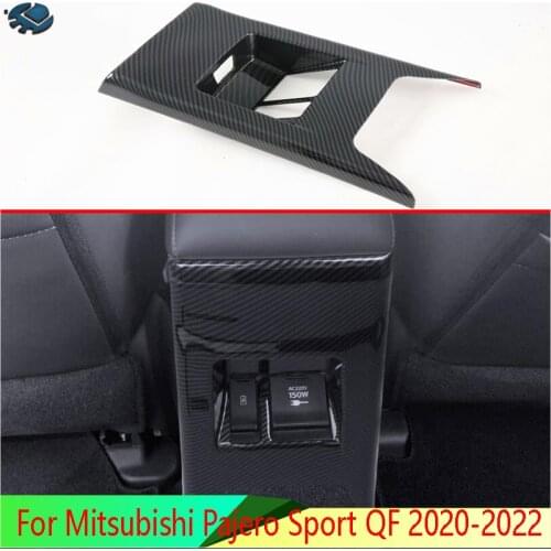 For Mitsubishi Pajero Sport QF 2020-2022 Car Accessories Carbon Fiber Style Plated Armrest Box Rear Air Vent Frame Trim Cover