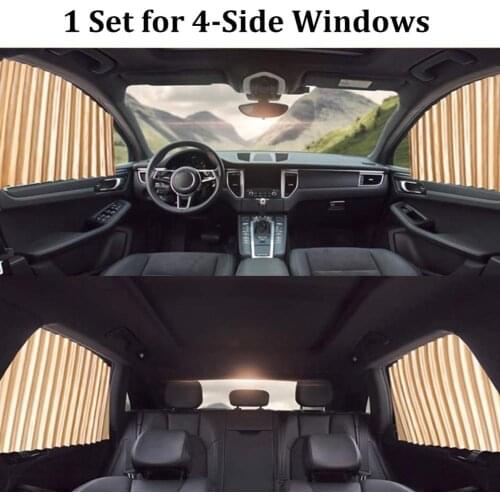 4PCS Car Curtain Sun Shade Window Sun Insulation Automatic Magnetic Extension Track Universal Car Sunshade