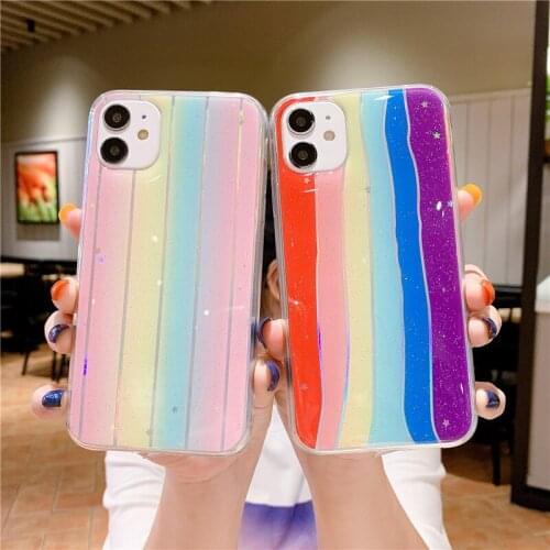 Glitter Star Rainbow Soft Phone Case For iPhone 11 Pro max X XR XS Max 6 7 8 Plus Cover for iphone 12 pro max 12 mini coque capa