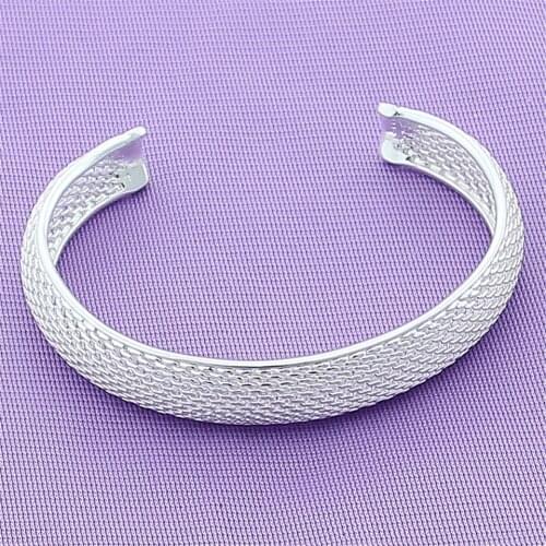 925 Sterling Silver Web Bangle Bracelet For Woman Wedding Engagement Fashion Charm Party Jewelry Gift