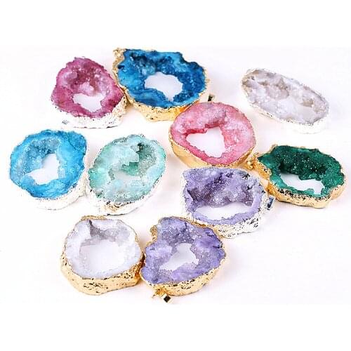 Multi-color optional natural crystal golden pendant Pendant chain stone pendant Jewelry necklace DIY sweater chain