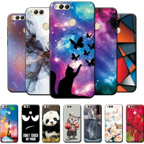 7X For Honor 7X Case Back Cover on 7X Silicone Phone Case For Honor 7X Soft TPU Protective Case For Huawei Honor 7X 7 X Cute Cat