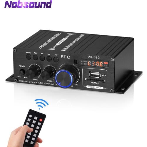 Nobsound Mini Bluetooth 5.0 Digital Amplifier Stereo Receiver Home/Car/Marine Audio Amp SD/USB Music Player