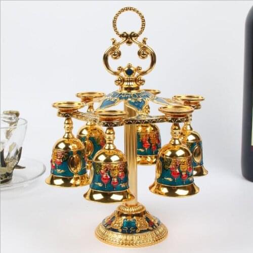 European 6pcs/set decorative metal wine cups wine set drink set whiskey decanter metal decorative cups for moonshine JB003
