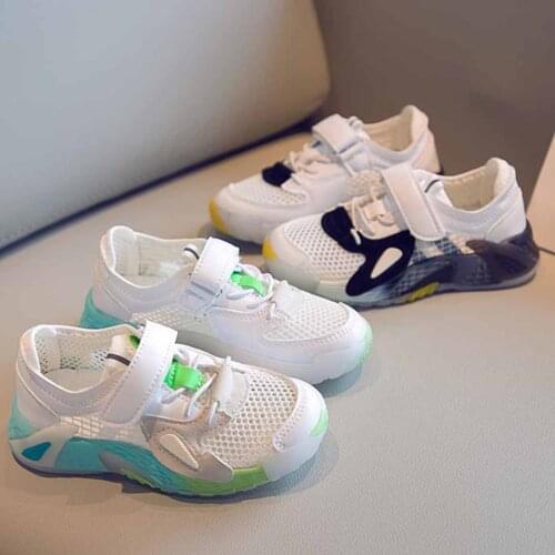 Kids Shoes Sports Shoes Boys Girls Mesh Breathable Casual Shoes Jelly Bottom Fashion Soft Soled Flat Shoes