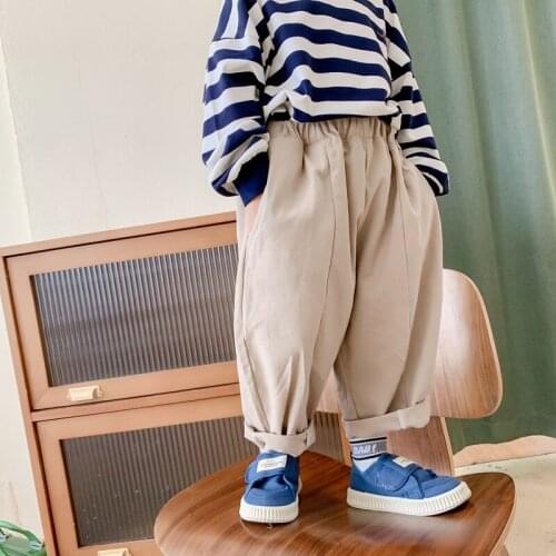 8983 Childrens Boys' Loose Harem Pants New 2021 Autumn Korean Baby Casual Pants