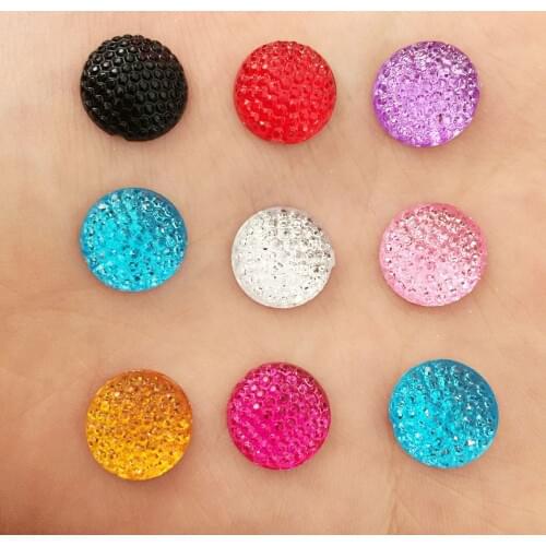 DIY 40PCS 12mm Round Resin Rhinestone Flatback Scrapbooking Phone Case DIY Craft K12