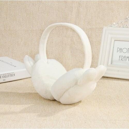 Elegant Rabbit Ear Winter Earmuffs For Women Warm Earmuffs Ear Warmers Gifts For Girls Cover Ears Fashion TKE005-white