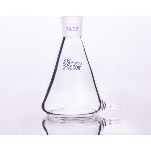 Filtering flask with Lower tube,Capacity 500ml,Joint 29/32,Triangle flask with tubules,Lower tube conical flask