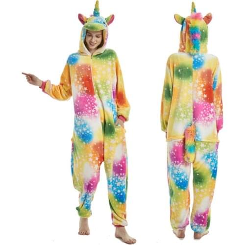 2020 New Onesie Animal Kigurumi Unicorn Onesies Unisex Adult Women Hooded Sleepwear Flannel Homewear Panda Lounge Wholesale