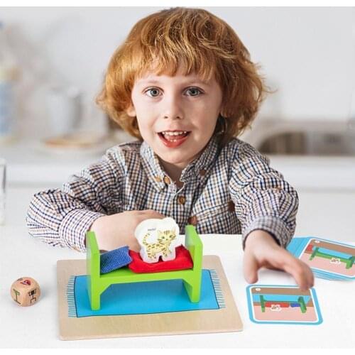 Creative Find Cat Logic Game Wooden Building Blocks Memory Improve Toys Concentration Educational For Children Kids J0F8