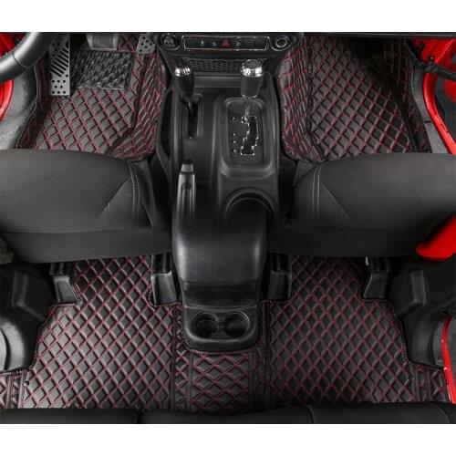 Lsrtw2017 leather car floor mats for jeep wrangler JK 2006 2007 2008 2009 2010 2011 2012 2013 2014 2015 2016 2017 accessories