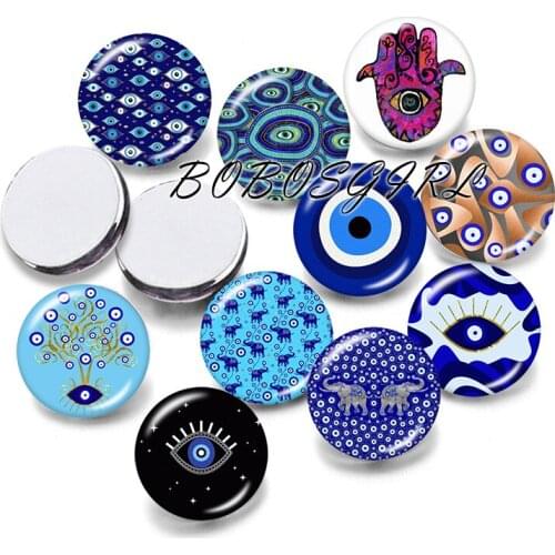 Blue Evil Eye 12mm/18mm/20mm/25mm/30mm Round Glass Cabochon Flat Back Making Findings P5600