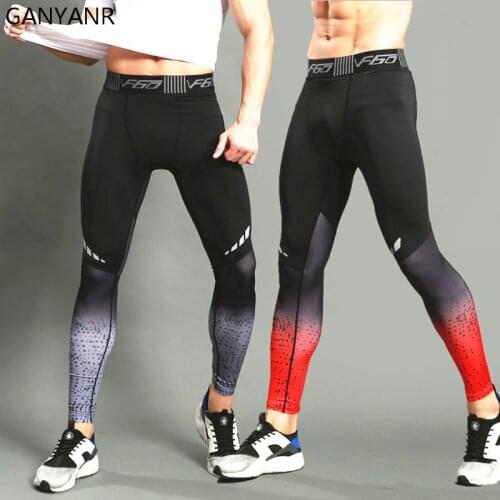 GANYANR Brand Running Tights Men Sports Leggings Sportswear Long Trousers Yoga Pants Winter Fitness Compression Sexy Gym Slim