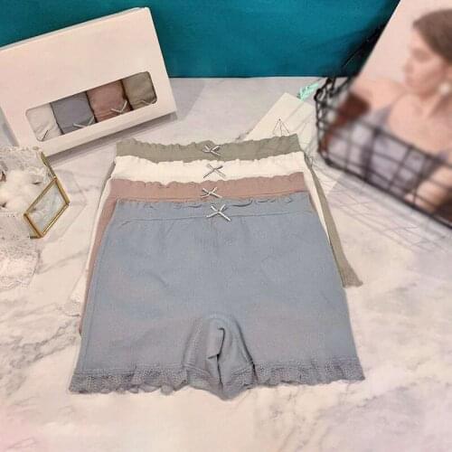 2021 New Women Small Fresh Lace Anti-glare Twist Safety Pants Seamless And Comfortable High Stretch Leggings For Female Panties