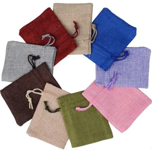 25pcs 7x9 cm Linen Flax bag Drawstring Pouch Jewelry Packaging Wedding Gift bag