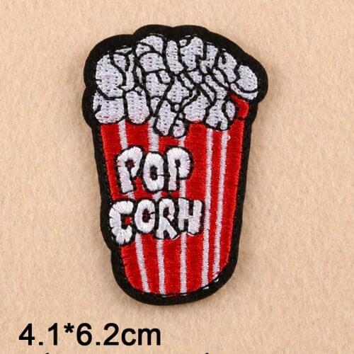 Cartoon Pop Corn Iron On Patch Clothes Patch For Clothing Boys Embroidered Embroidery Patch Apparel Accessories