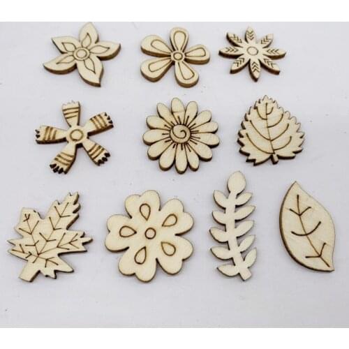 Unfinished Wood Flower Leaf Cutouts Embellishments Wooden Pieces Ready To Paint or Decorate for Wood Craft and DIY Projects