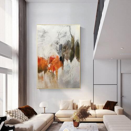 Handmade orange oil painting large modern oil painting hand-painted abstract painting living room wall decoration art picture