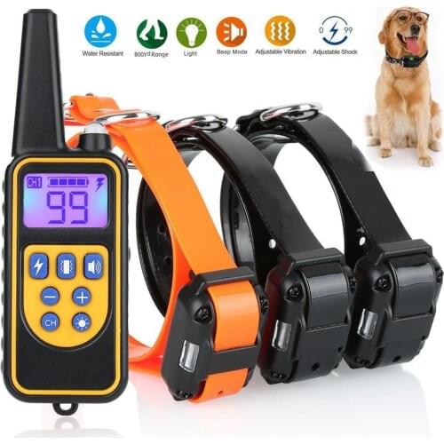 800 Meters Remote Control Dog Electric Collar IP6X Waterproof Dog Training Collar 1 Drive 2 Electric Dog Collar Dog Shock Collar