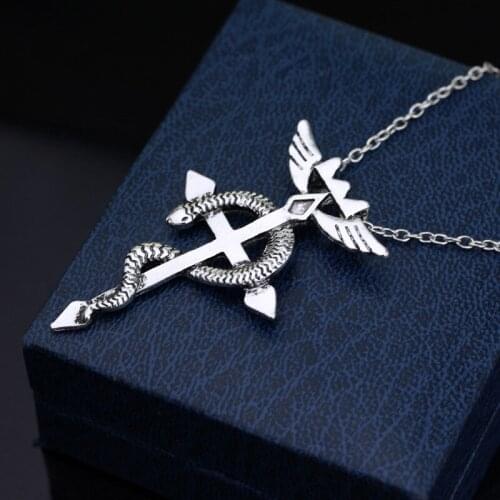 Cosplay Anime Fullmetal-Alchemist Edward Elric Necklace Pendant Snake Cross Necklace Vintage Accessories For Fans Women Men Gift