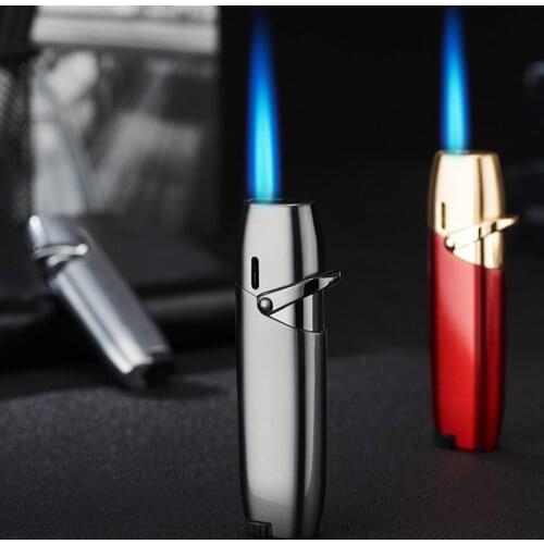2021 NEW Mini Portable woman Metal Butane inflatable gas Cigarette lighter Windproof jet Turbo torch blue flame Smoking Gift