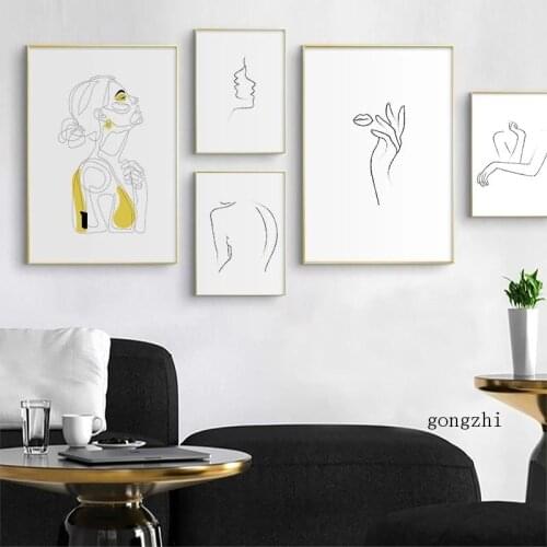 Sexy Woman Abstract Line Drawing Nordic Posters Modern Canvas Painting and Prints Girl Room Wall Art Pictures Bedroom Home Decor