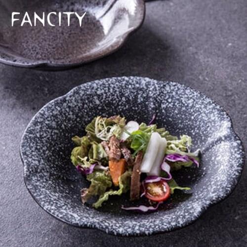 FANCITY European-style restaurant tableware creative ceramic soup plate flower-shaped plate deep dish dish salad bowl shallow