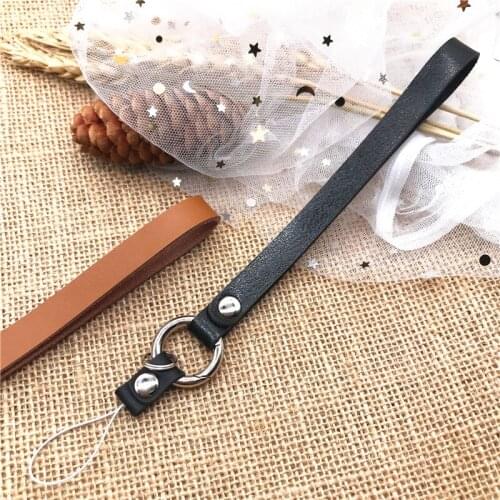 2020 Soft Geniune Leather Mobile phone Strap ring two-in-one wrist rope phone rope camera key chain short lanyard Buckle strap