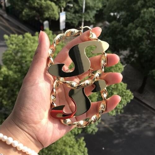 2021 New Custom Initial Earrings Women Simple Personality Letter Earrings Gothic Swirl Earrings A-Z Jewelry Gift