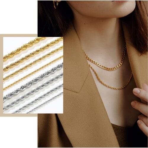 Chic 2020 Fashion Twisted Sigapore Rope Chain for Women 3-5mm Stainless Steel Choker Street Candid Minimalist Statement Necklace