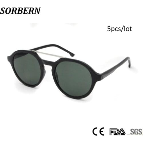 SORBERN Wholesales (5pcs/Lot) 2018 Summer Retro Men Round Sunglasses UV400 Brand Desinger Sun Glasses Women Fashion Eyeglasses