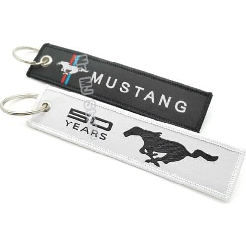 Car Styling embroidery nylon Cloth Car keyring For Foad Mustang 50 Years Souvenir GT350 GT500 Cobra Shelby Keychain Accessories
