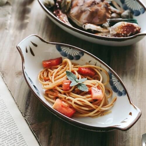 Fish Plate Ceramic Creative Steamed Fish Plate Household Dish Fish Deep Soup Tray Western Service Plate