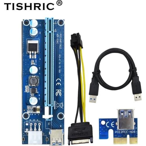 TISHRIC VER006C Bitcoin Mining Miner 006C 6Pin SATA to IDE USB3.0 Cable PCI Express Riser Card 60cm Riser Card Extension Cable