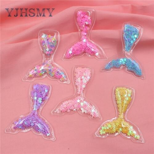 YJHSMY S-19111817,5pcs 5.5*5cm Cartoon Mermaid tail Colored shiny stars Decoration ornament Accessories,Clothing DIY materials